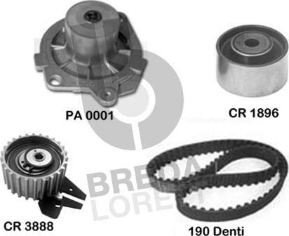 Breda Lorett KPA0099A - Водяной насос + комплект зубчатого ремня ГРМ autospares.lv