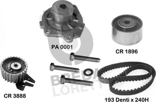 Breda Lorett KPA0098A - Водяной насос + комплект зубчатого ремня ГРМ autospares.lv