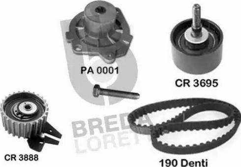 Breda Lorett KPA0006A - Водяной насос + комплект зубчатого ремня ГРМ autospares.lv