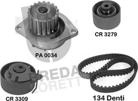 Breda Lorett KPA0079A - Водяной насос + комплект зубчатого ремня ГРМ autospares.lv