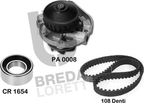 Breda Lorett KPA0074A - Водяной насос + комплект зубчатого ремня ГРМ autospares.lv