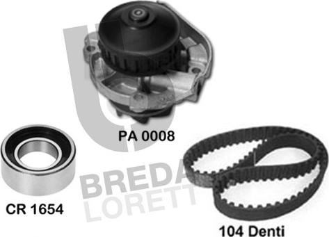 Breda Lorett KPA0071A - Водяной насос + комплект зубчатого ремня ГРМ autospares.lv