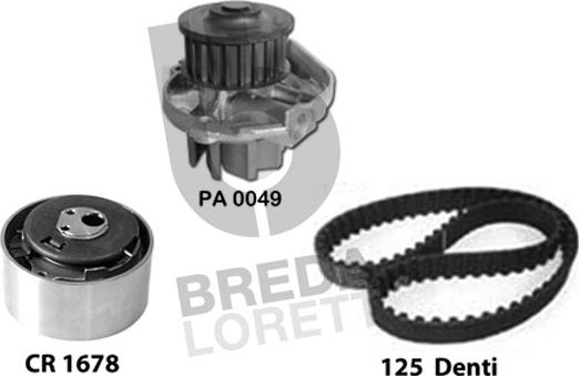 Breda Lorett KPA0165A - Водяной насос + комплект зубчатого ремня ГРМ autospares.lv