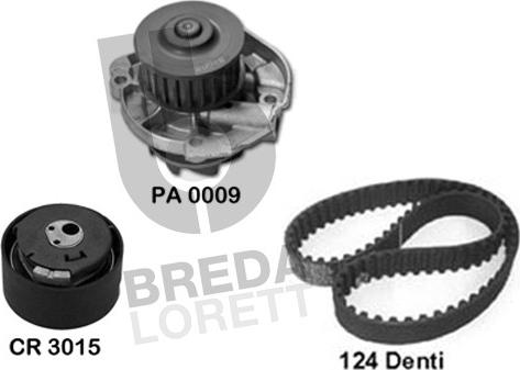 Breda Lorett KPA0100A - Водяной насос + комплект зубчатого ремня ГРМ autospares.lv