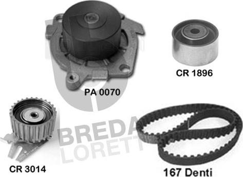 Breda Lorett KPA0101A - Водяной насос + комплект зубчатого ремня ГРМ autospares.lv