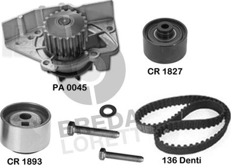 Breda Lorett KPA0102A - Водяной насос + комплект зубчатого ремня ГРМ autospares.lv