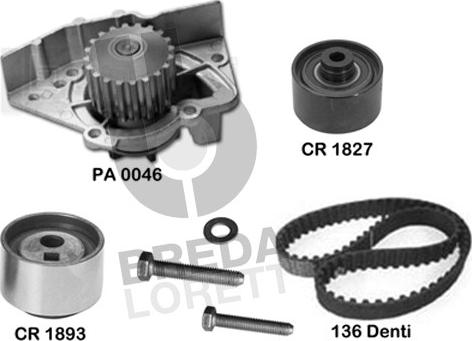 Breda Lorett KPA0102B - Водяной насос + комплект зубчатого ремня ГРМ autospares.lv