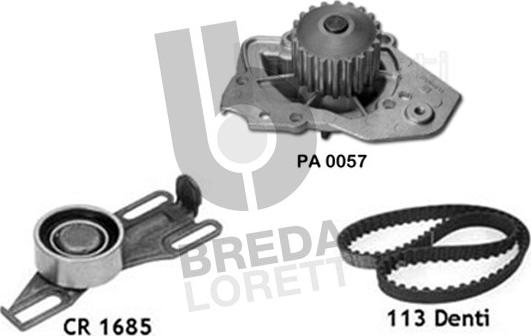 Breda Lorett KPA0113A - Водяной насос + комплект зубчатого ремня ГРМ autospares.lv