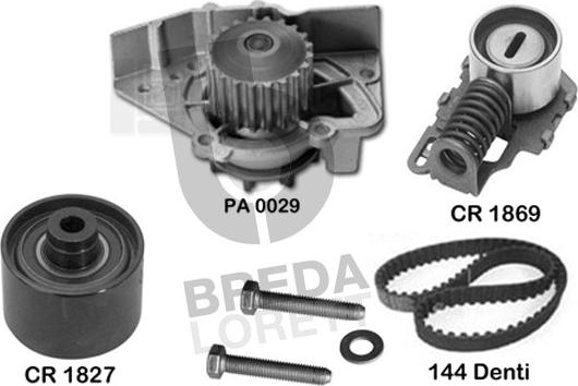 Breda Lorett KPA0124A - Водяной насос + комплект зубчатого ремня ГРМ autospares.lv