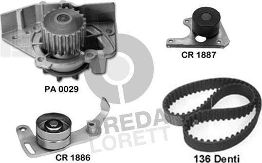 Breda Lorett KPA0123A - Водяной насос + комплект зубчатого ремня ГРМ autospares.lv