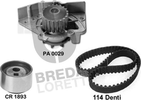 Breda Lorett KPA0122A - Водяной насос + комплект зубчатого ремня ГРМ autospares.lv