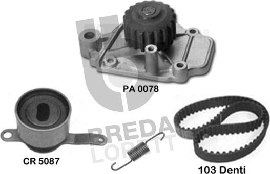 Breda Lorett KPA0175A - Водяной насос + комплект зубчатого ремня ГРМ autospares.lv