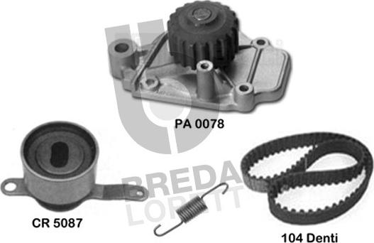 Breda Lorett KPA0176B - Водяной насос + комплект зубчатого ремня ГРМ autospares.lv