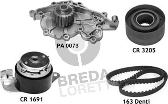 Breda Lorett KPA0398A - Водяной насос + комплект зубчатого ремня ГРМ autospares.lv