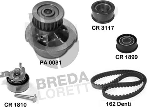 Breda Lorett KPA0365B - Водяной насос + комплект зубчатого ремня ГРМ autospares.lv