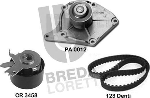 Breda Lorett KPA0361A - Водяной насос + комплект зубчатого ремня ГРМ autospares.lv