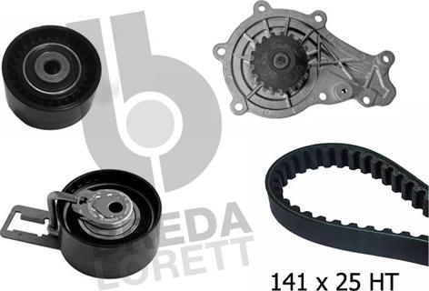 Breda Lorett KPA0334A - Водяной насос + комплект зубчатого ремня ГРМ autospares.lv