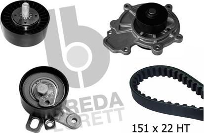 Breda Lorett KPA0330A - Водяной насос + комплект зубчатого ремня ГРМ autospares.lv