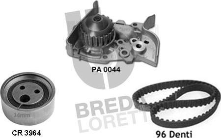 Breda Lorett KPA0371A - Водяной насос + комплект зубчатого ремня ГРМ autospares.lv