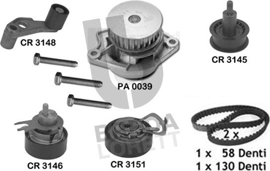 Breda Lorett KPA0289A - Водяной насос + комплект зубчатого ремня ГРМ autospares.lv