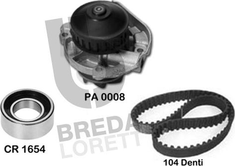 Breda Lorett KPA0711A - Водяной насос + комплект зубчатого ремня ГРМ autospares.lv