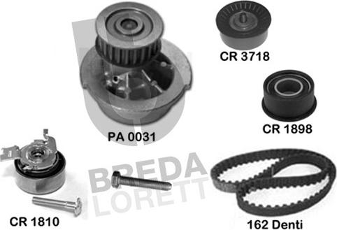 Breda Lorett KPA0718A - Водяной насос + комплект зубчатого ремня ГРМ autospares.lv