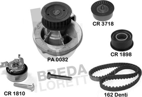 Breda Lorett KPA0718B - Водяной насос + комплект зубчатого ремня ГРМ autospares.lv