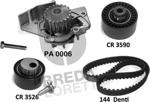 Breda Lorett KPA0785A - Водяной насос + комплект зубчатого ремня ГРМ autospares.lv