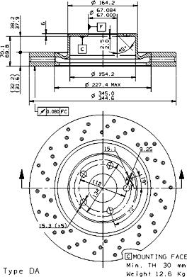 Brembo 09.9382.10 - Тормозной диск autospares.lv