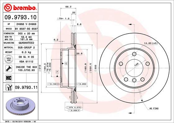 Brembo 09.9793.10 - Тормозной диск autospares.lv