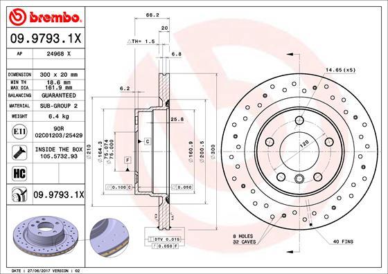 Brembo 09.9793.1X - Тормозной диск autospares.lv