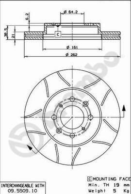 Brembo 09.5509.75 - Тормозной диск autospares.lv