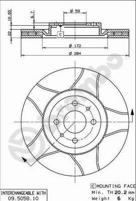 Brembo 09.5058.75 - Тормозной диск autospares.lv