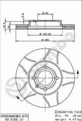 Brembo 09.5166.75 - Тормозной диск autospares.lv