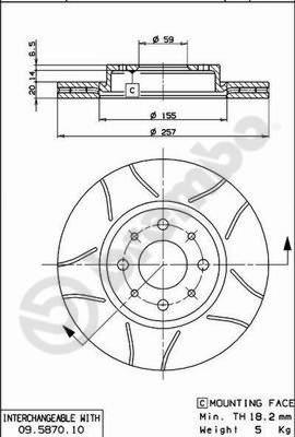 Brembo 09.5870.75 - Тормозной диск autospares.lv