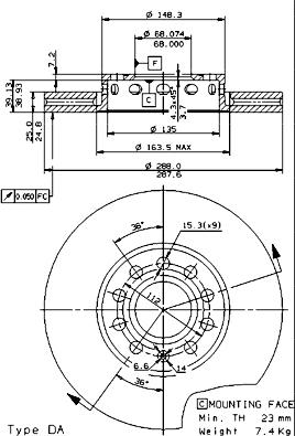 Brembo 09.5745.21 - Тормозной диск autospares.lv