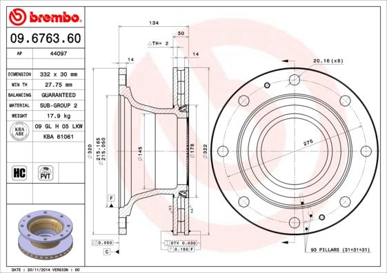 Brembo 09.6763.60 - Тормозной диск autospares.lv
