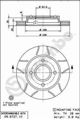 Brembo 09.6727.77 - Тормозной диск autospares.lv