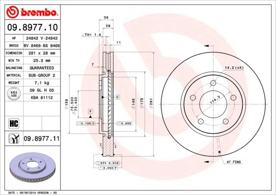 Brembo 09.8977.10 - Тормозной диск autospares.lv