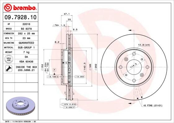 Brembo 09.7928.10 - Тормозной диск autospares.lv