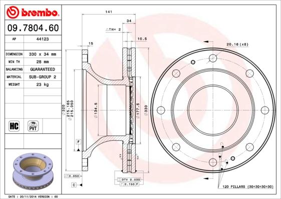 Brembo 09.7804.60 - Тормозной диск autospares.lv