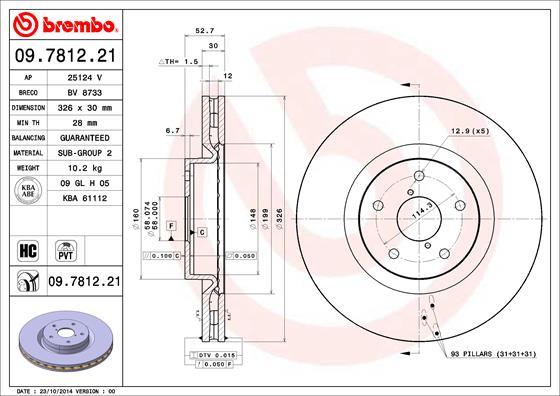 Brembo 09.7812.21 - Тормозной диск autospares.lv