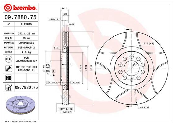Brembo 09.7880.75 - Тормозной диск autospares.lv