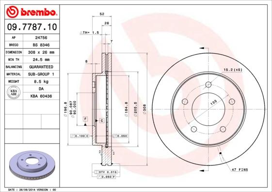 Brembo 09.7787.10 - Тормозной диск autospares.lv