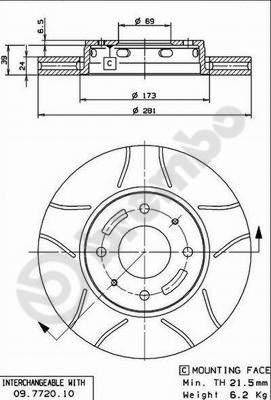 Brembo 09.7720.75 - Тормозной диск autospares.lv