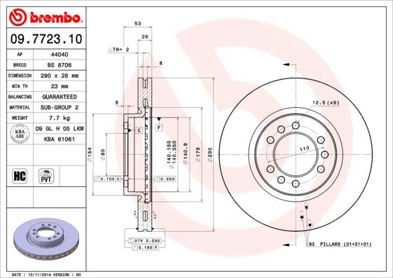 Brembo 09.7723.10 - Тормозной диск autospares.lv