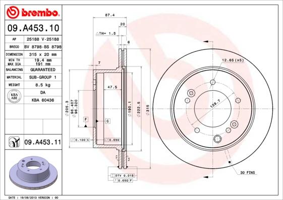 Brembo 09.A453.10 - Тормозной диск autospares.lv