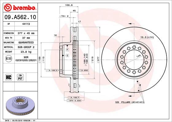 Brembo 09.A562.10 - Тормозной диск autospares.lv