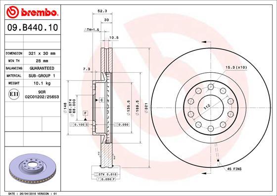 Brembo 09.B440.10 - Тормозной диск autospares.lv