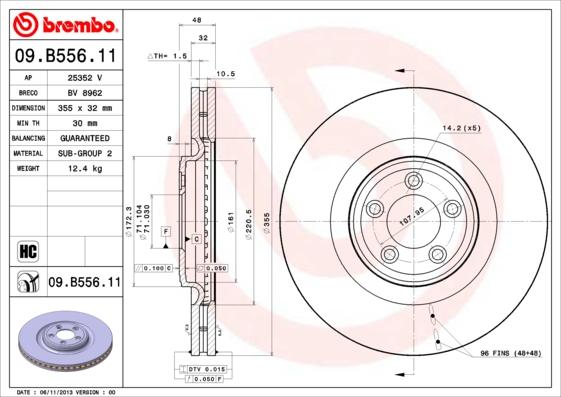 Brembo 09.B556.11 - Тормозной диск autospares.lv